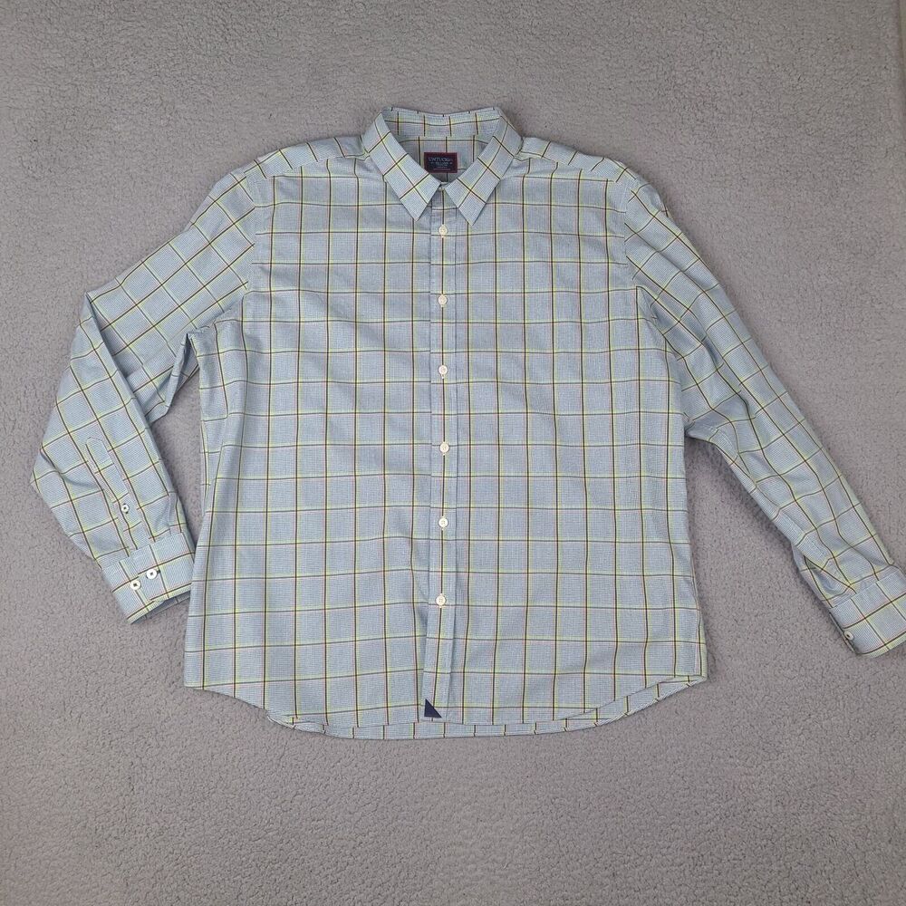 Untuckit Shirt Mens XXL Blue Plaid Gibbons WF Wrinkle‎ Free Preppy Casual
